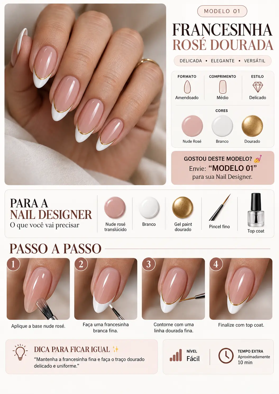 Página do catálogo com francesinha rosé dourada